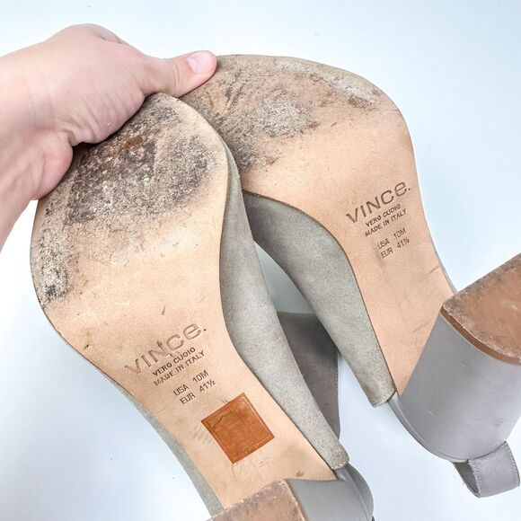 Vince Addison Suede Leather Peep Toe Booties US Size 10 EU 41.5 Made in Itlay - Picture 9 of 11